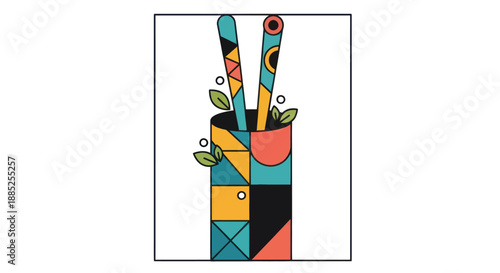 Abstract geometric chopsticks illustration