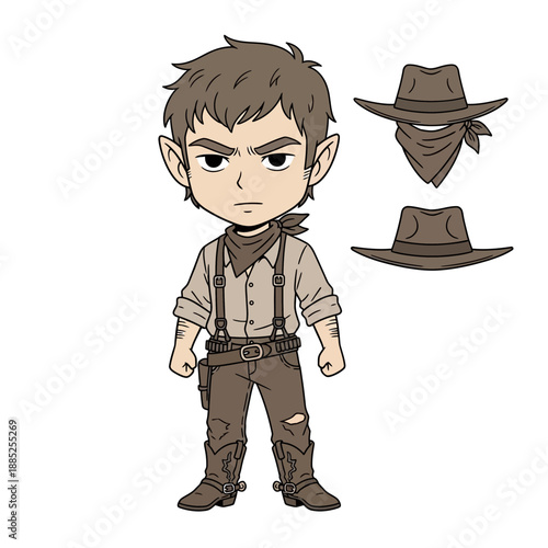 Chibi Cowboy Character Vector Art - Western Style