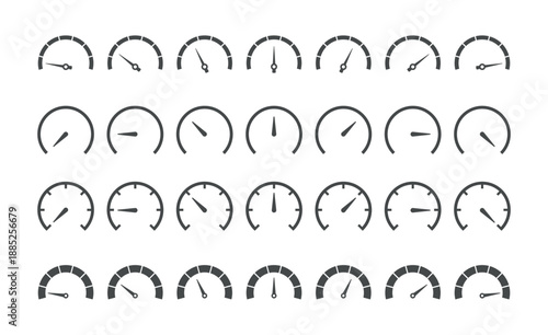 speedometers gauges icons with indicators