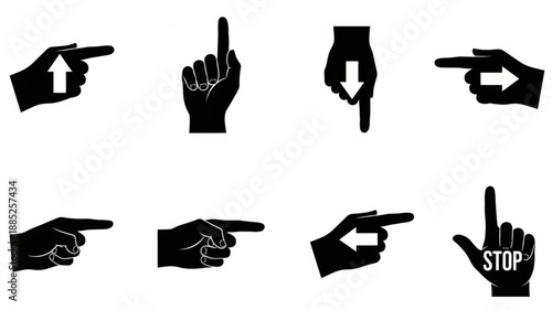 Collection of Hand Gestures and Directional Arrows.