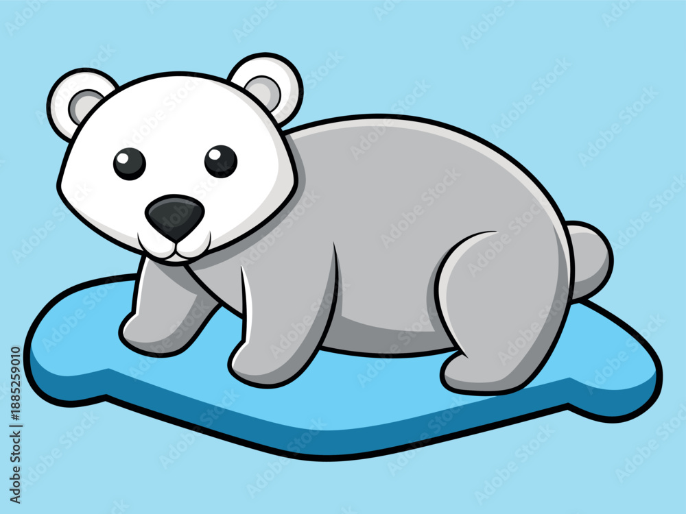 Obraz premium Cute Polar Bear Arctic Animal, Adorable White Bear Illustration, Kawaii Ice Animal Drawing, Happy Winter Pet Sketch, Cartoon Bear Art, Snow Animal Design, Cute Arctic Collection