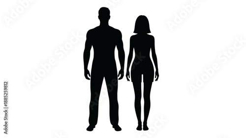 Man and Woman Silhouette Standing Together.