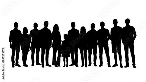 Diverse Group of People Silhouettes Standing Together.