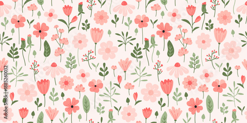 Wildflowers, Floral Seamless Pattern