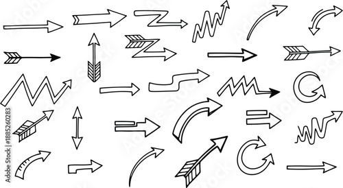 Diverse directional arrows set