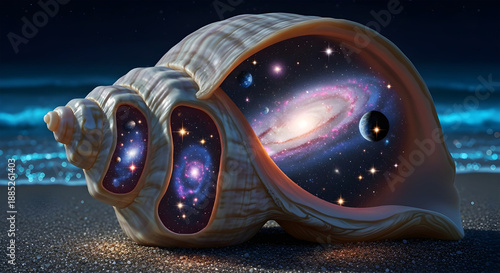 Cosmic shell a swirling galaxy portal in space