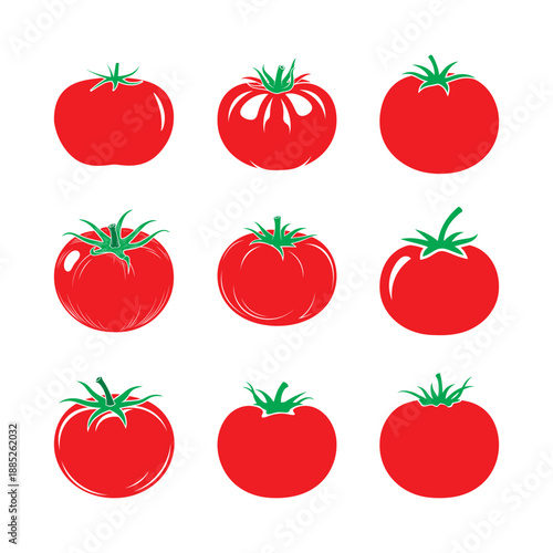 red tomato vector illustration, vegetable fruit vector flat illustrations, vector pack illustrations 