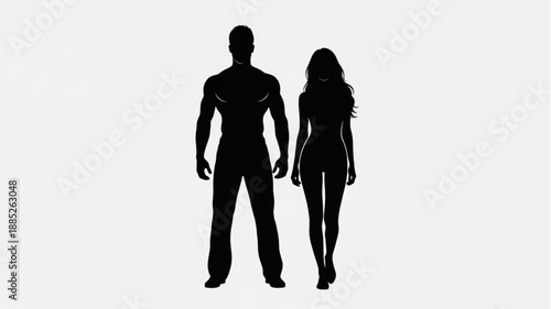 Silhouette of a man and woman standing together.