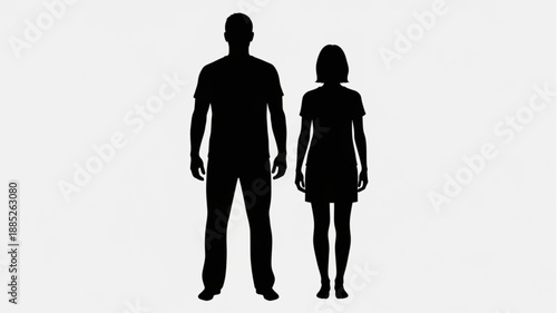 Silhouette of a man and a woman standing side by side.