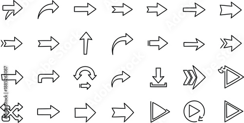 Collection of directional and navigation arrows