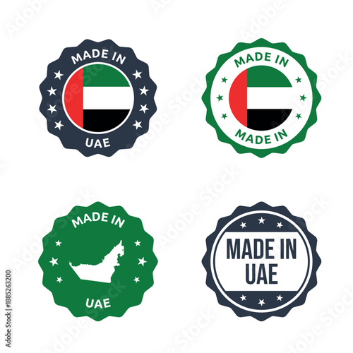 made in UAE labels set, made in United Arab Emirates product stamp