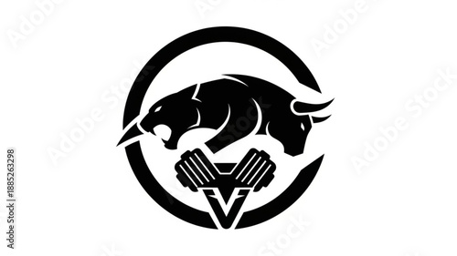 Black Panther and Bull Emblem with V Symbol.