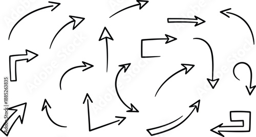 Diverse directional arrows set