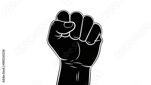 Black Fist Raised In Protest.