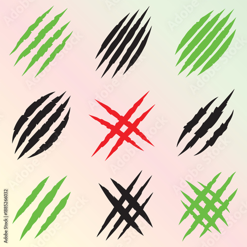 Wild Animal Claw Scratches Black Vector Clipart