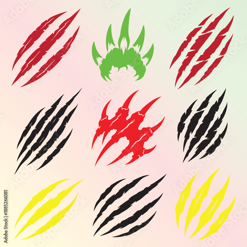 Wild Animal Claw Scratches Black Vector Clipart