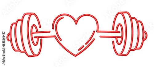 A gym symbol with heart and dumbbell.
