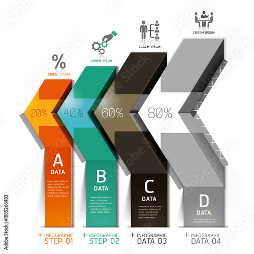 3D Arrow Step Process Infographic.ai