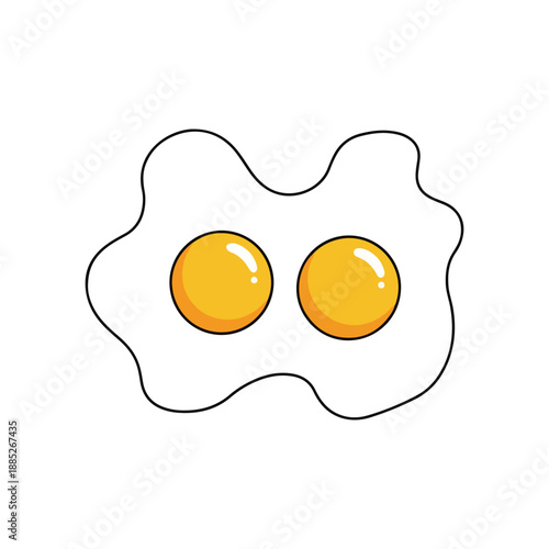 Double Fried Egg Cartoon Isolated Vector Illustration