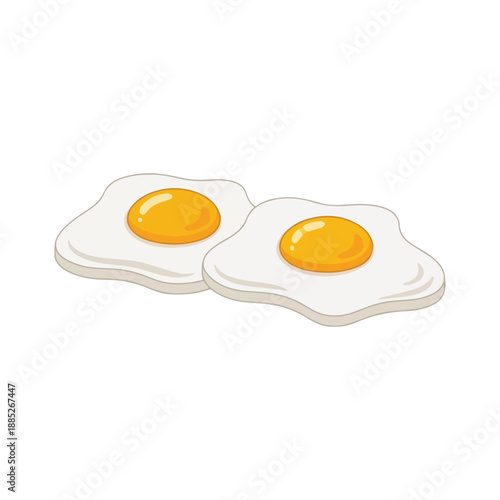 Two cartoon fried eggs breakfast meal vector icon