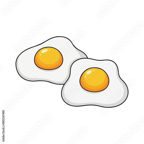 Cartoon illustration of two fried eggs breakfast food