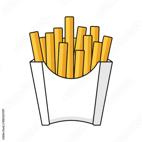 French Fries in Carton Outline Icon Fast Food Snack Vector