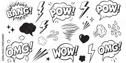 Comic Book Sound Effects and Speech Bubbles Collection.