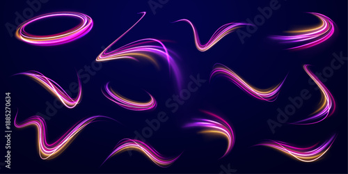 Bright orange neon trails race across deep black space, forming a powerful sense of acceleration. Glowing lines enhance motion. Perfect for futuristic interfaces and promos.