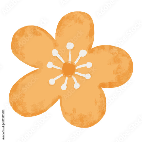 Gold golden yellow orange cherry blossom chinese new year flower decoration crayon watercolor kids illustration sticker icon elements