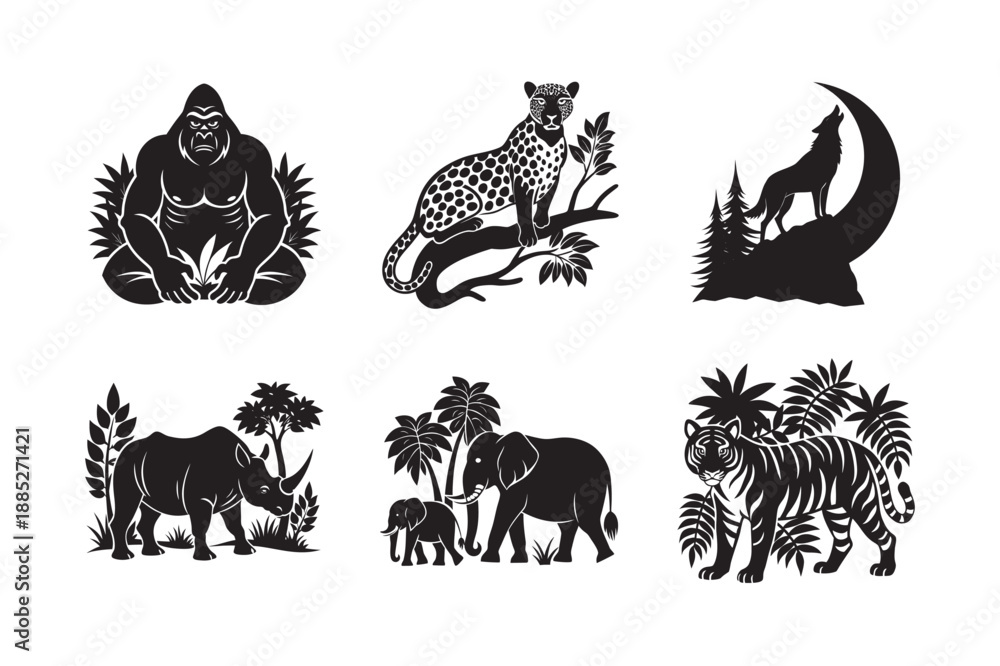 Fototapeta premium German Shepherd Working Action Dog Silhouette