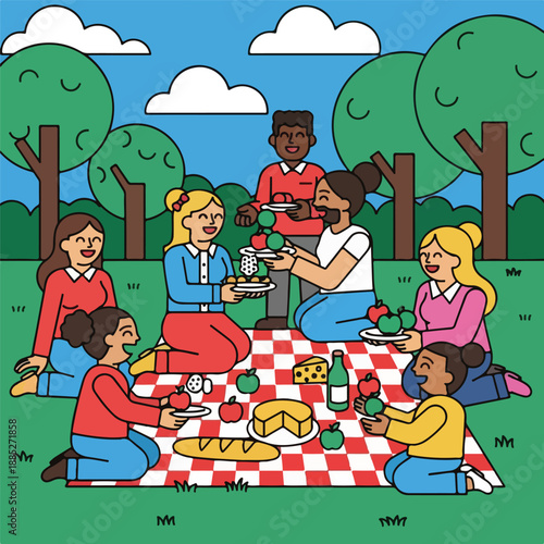 A group of people having a picnic