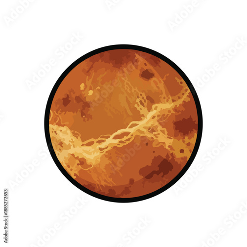 A vibrant orange circle with a black outline