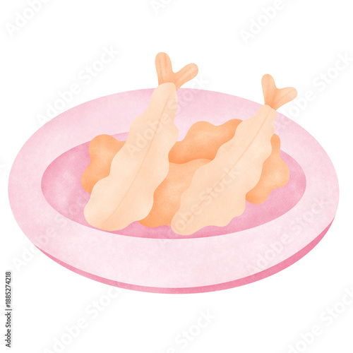 Tempura Japanese Food Watercolor Illustration. ideal for Food, Valentine’s Day, graphics, romantic branding, stickers, and social media visuals.