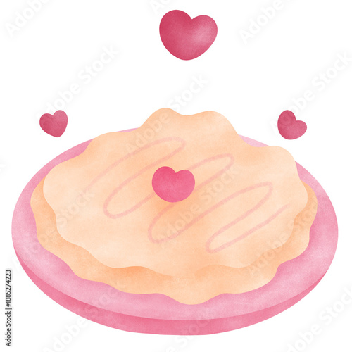 Okonomiyaki Japanese Food Watercolor Illustration. ideal for Food, Valentine’s Day, graphics, romantic branding, stickers, and social media visuals.