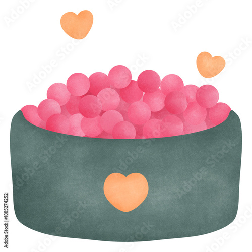 Sushi Japanese Food Watercolor Illustration. ideal for Food, Valentine’s Day, graphics, romantic branding, stickers, and social media visuals.