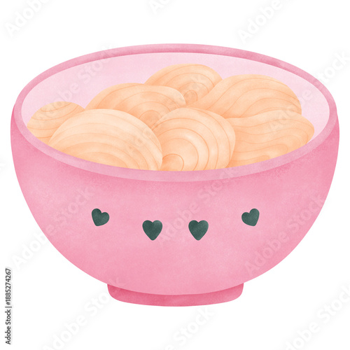 Ramen Japanese Food Watercolor Illustration. ideal for Food, Valentine’s Day, graphics, romantic branding, stickers, and social media visuals.