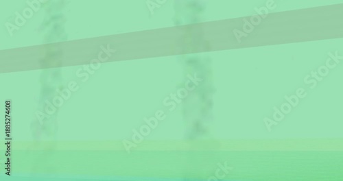 Smoke entering, cyan pink yellow diagonal bands shifting, weaving, signaling fade on transparent