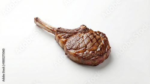 Grilled Tomahawk steak isolated on white background