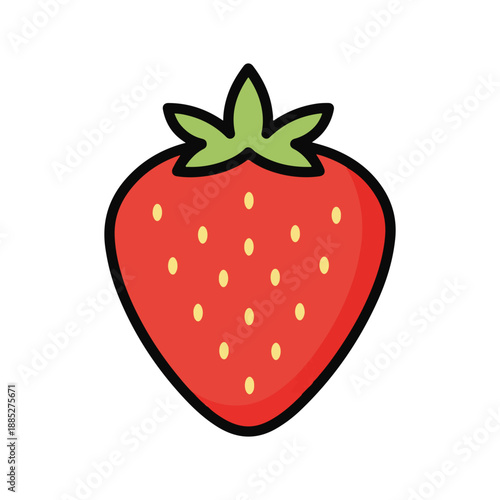 Simple Cartoon Strawberry Icon Vector Illustration Minimalist Fruit Graphic