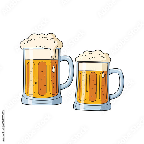 Two Cartoon Beer Mugs Icon Design