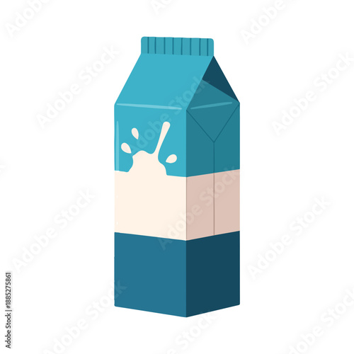 Blue and White Milk Carton Package Vector Illustration