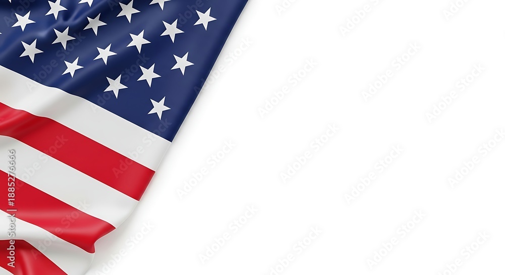 Fototapeta premium American Flag Waving on White Background for Presidents Day Celebrations 2026, Patriotism, and Holidays