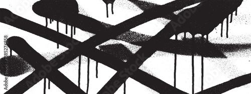 Black spray paint graffiti lines and drips on a white background.