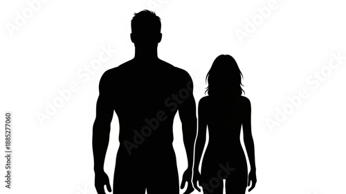 Man and Woman Silhouette Standing Together.