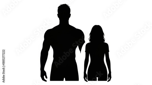 Man and Woman Silhouettes Standing Together.