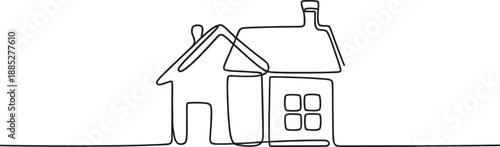 Simple line drawing of a house with chimney
