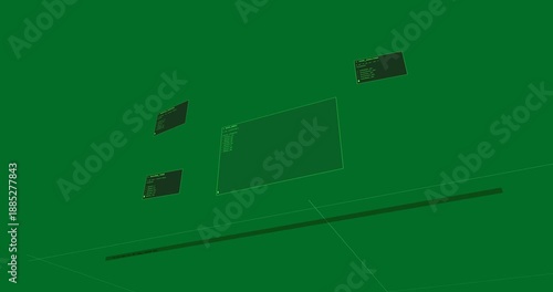 Bar starting HUD, main rising, subpanels holding, camera tilting, showing depth, transparent BG