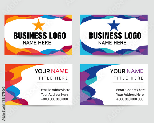 Corporate Business card Template with  Geometric Shapes and Modern Layout.