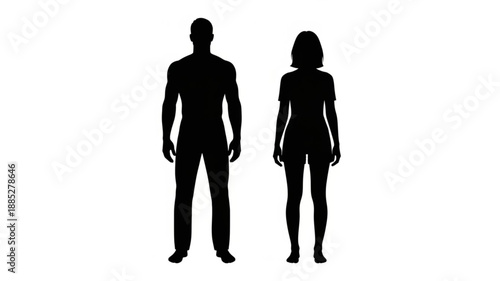 Silhouette of a man and woman standing side by side.