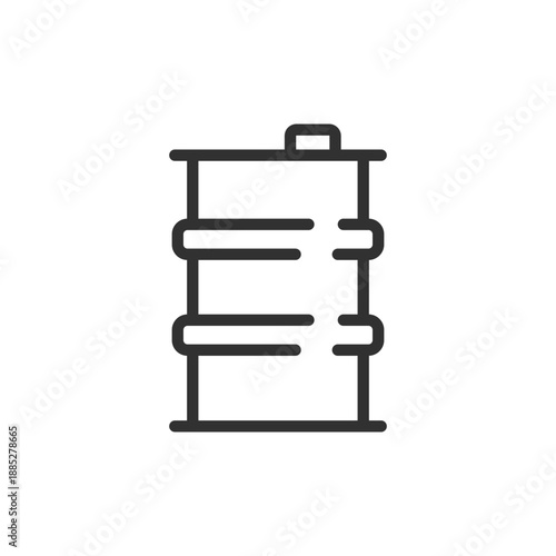 Industrial barrel, linear icon. Liquid storage and industrial container. Line with editable stroke.